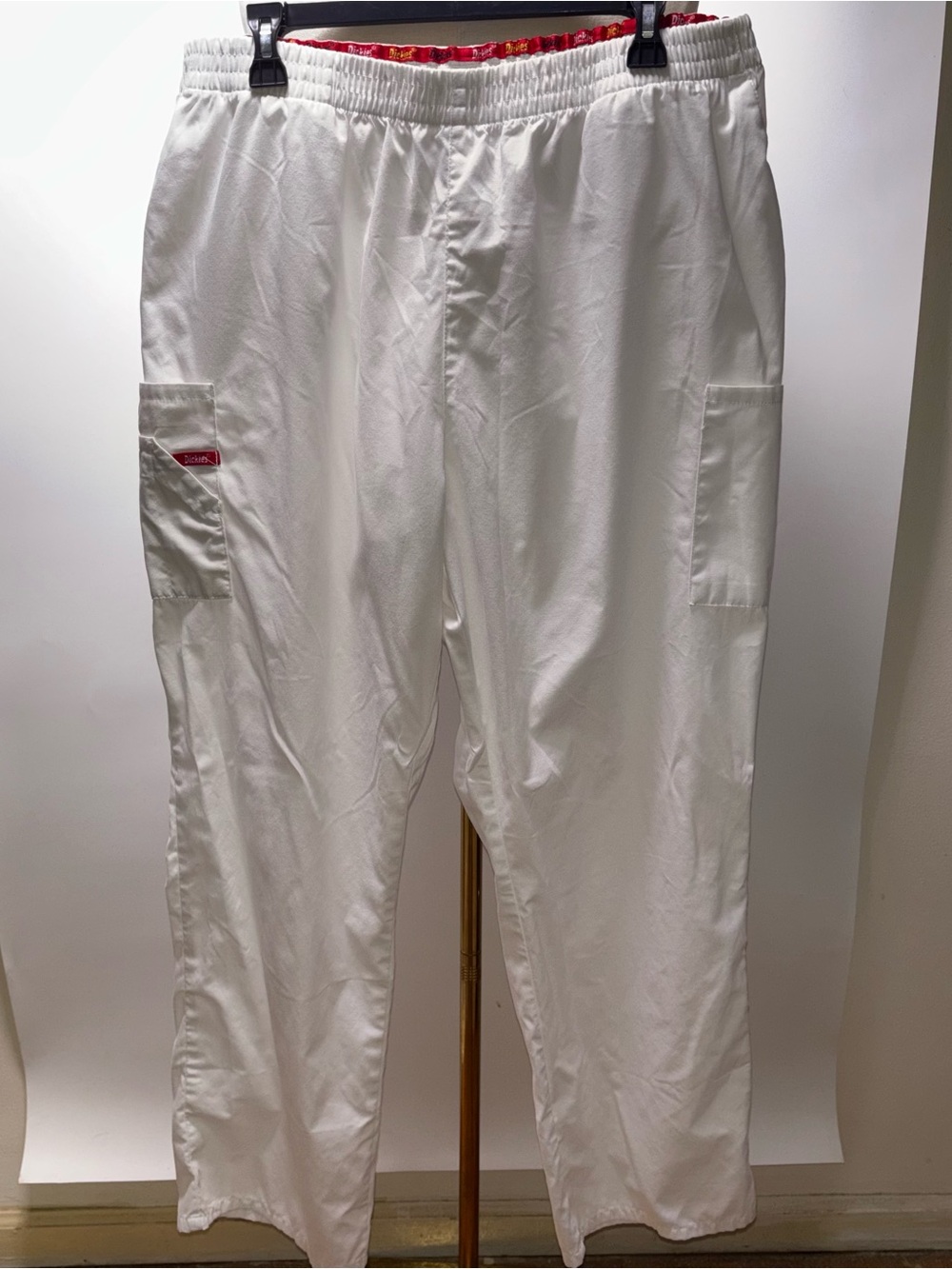 Dickies White Elastic Waist Cargo Scrub Pants Size 2XL